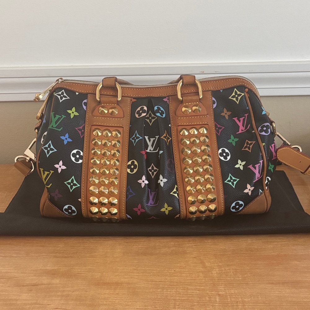 Louis Vuitton Courtney  MM Black Murakami with Gold Studs